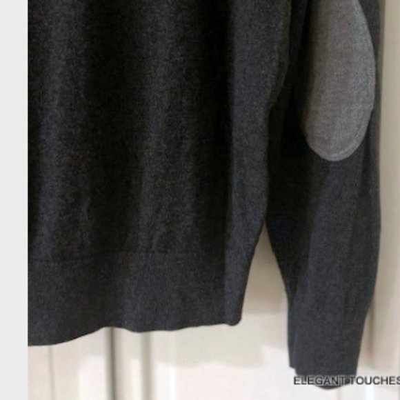 Cremiux Cashmere Knit Sweater Mens L Dark Gray V-Neck Pullover Soft Cotton - Picture 5 of 8